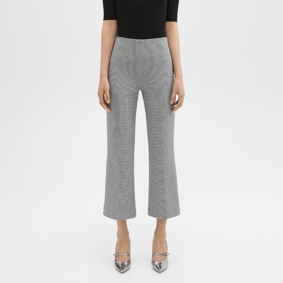 Theory Pants - Theory Houndstooth Cropped Kick Pull On Pant Minimalist Quiet Luxury Old Money
